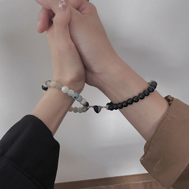 FANSYLI 커플 팔찌 우정팔찌 남녀공용 1+1 돌 팔찌 발렌타인데이 기념일 선물0109F02