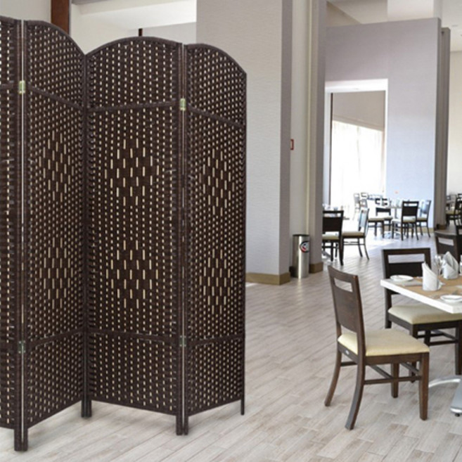 에코팩토리 인테리어 파티션 핸드메이드 라탄 칸막이 공간분리 가벽, [B-중형] 라탄올다크:브라운 높이120x넓이150cm