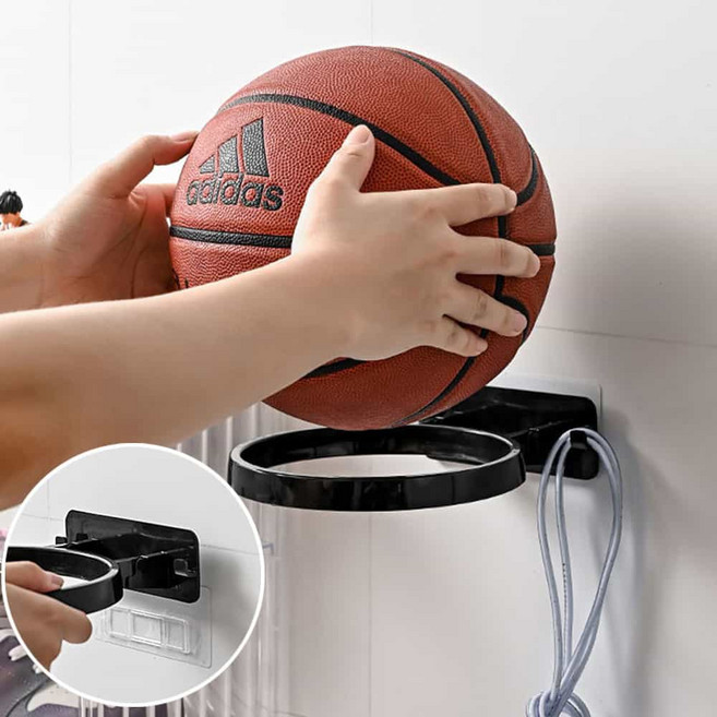 공 보관대 진열대 보관걸이 거치대 벽걸이 수납 보관함 농구공 축구공, 1개, 블랙