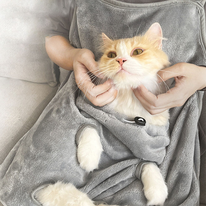 허그마이펫 고양이 미용 발톱깍이 앞치마, 1개, 극세사형