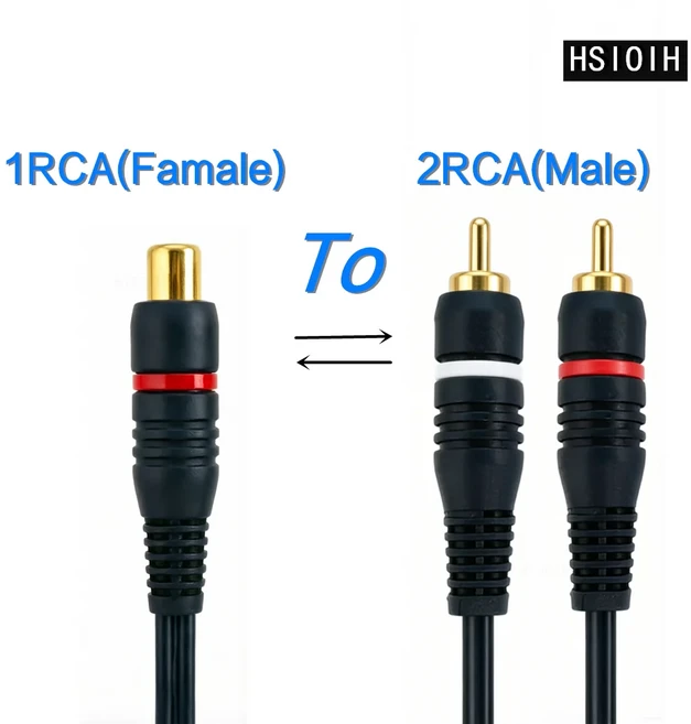 RCA Y-어댑터 1 RCA-2 남성-여성-남성 숏 Y 스플리터 디지털 스테레오 오디오 케이블 (서브우퍼 자동차, 02 0.2m, 01 1Female to 2Male
