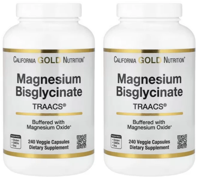 캘리포니아골드뉴트리션 마그네슘 비스글리시네이트 Albion TRAACS® 200mg 베지 캡슐 240정, 2개 - 쿠팡