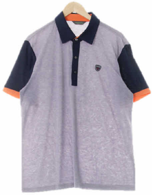 잔디로 6646 퍼플네이비 스트라이프 배색반팔카라티 [105]