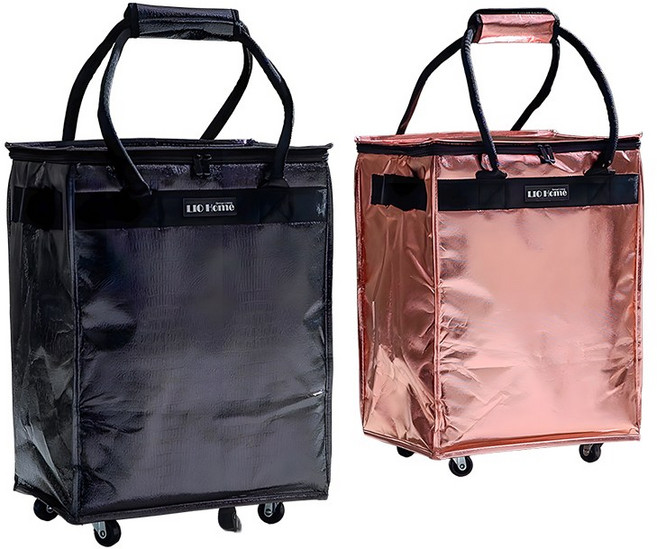 리오홈 대용량 쇼핑 카트 55L 여행용 접이식 바퀴 달린 장바구니, 1개, 블랙