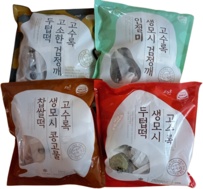 고수록 4종떡세트 100개 (검정깨두텁떡+콩고물찹쌀떡+생모시두텁떡+검정깨인절미)