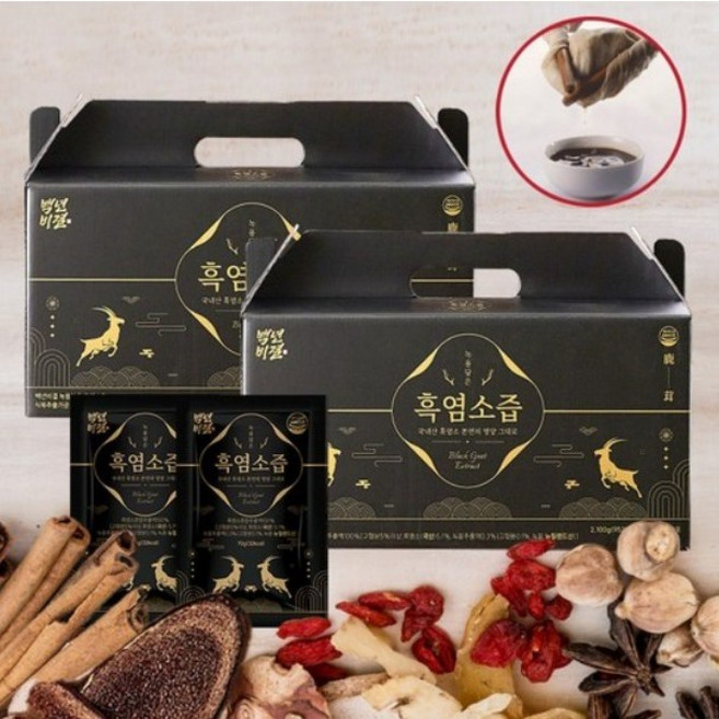 백년비결 녹용담은 흑염소즙 엑기스 진액 30포 1박스, 70g, 60개