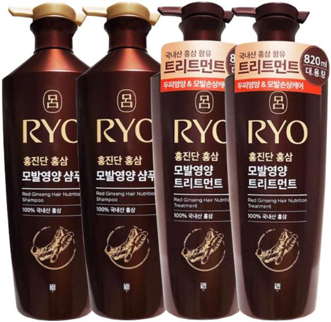 려 홍진단 홍삼 모발영양(샴푸2+트리트먼트2), 1개, 820ml
