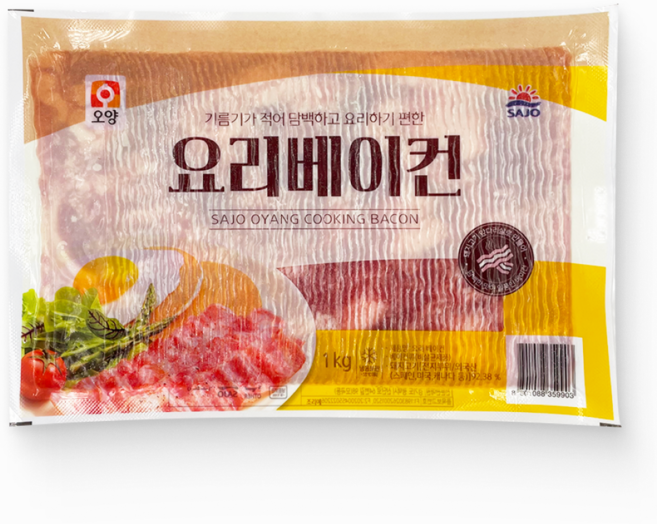 사조오양 요리베이컨 1kg 냉동베이컨 앞다리살, 8개