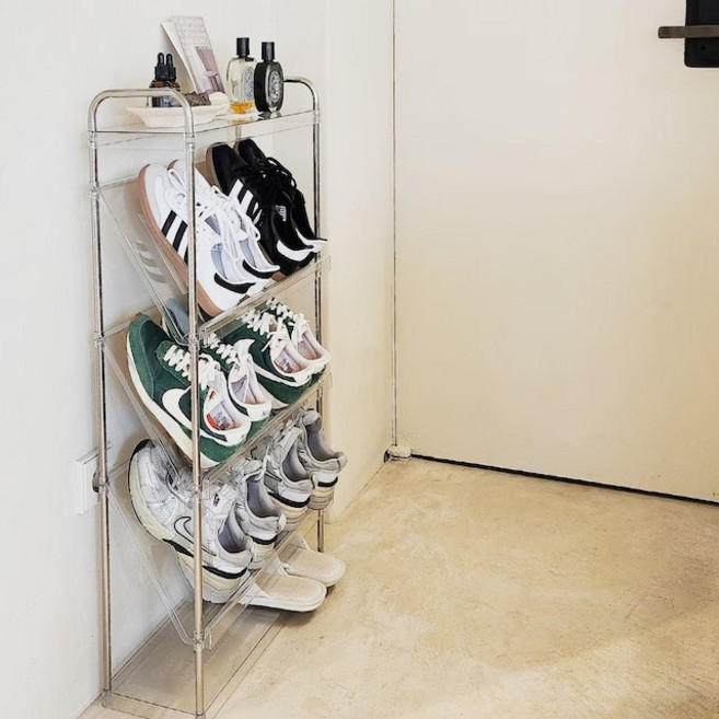 투명 슬림 신발장 5단 미니 수납장 신발정리대, 1개