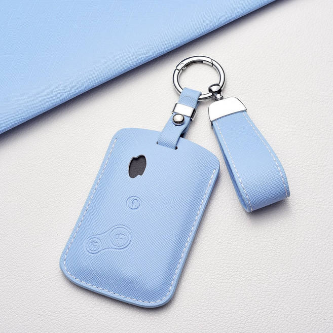 르노삼성 3버튼 고급 키 케이스 - 프라다 패턴 디자인 스크래치 방지 SM5 (09년식까지) / SM7 호환, 르노 G 타입, 스카이블루