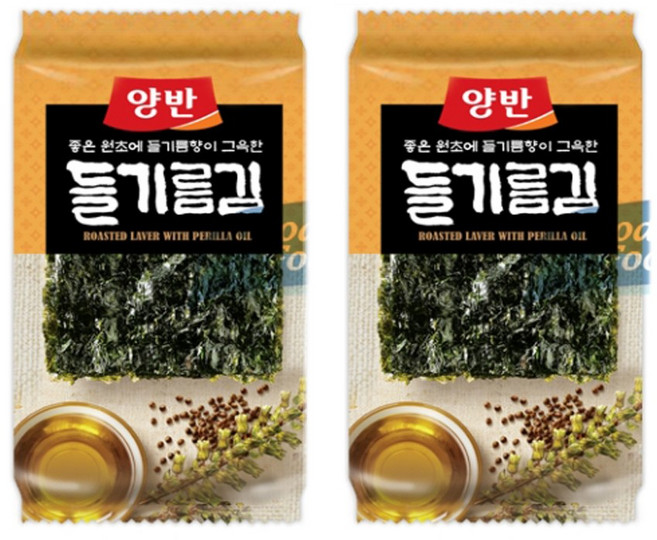 양반김 도시락김 들기름김 4.5g 60봉, 90g, 3개