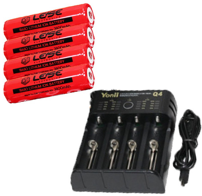 삼성 18650 3500mAh 충전지 4알 + 4구 충전기, 1개, 1개입