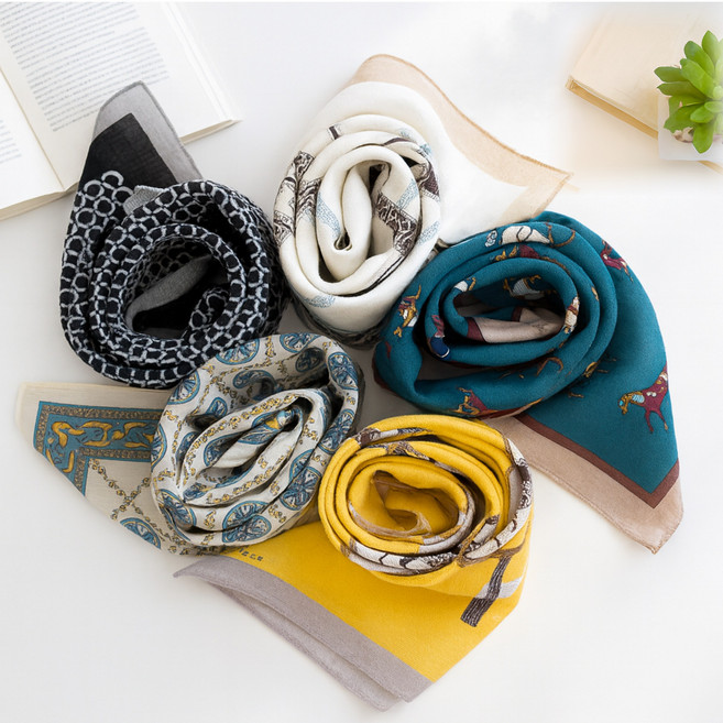 [국내산 순면 100%] 쁘담 스카프 손수건 쁘띠 등산 두건 5개세트