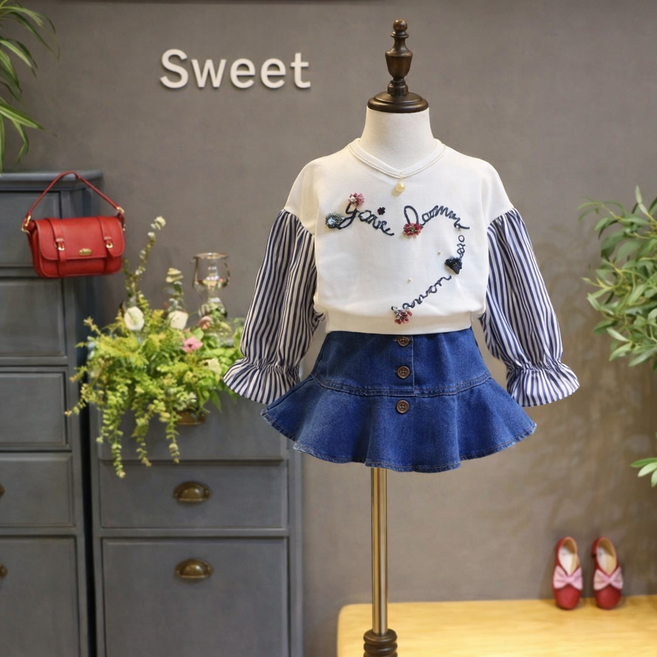 슈가푸딩 키즈 러브스펠세트 아동상하세트 여아상하세트 여아스커트세트