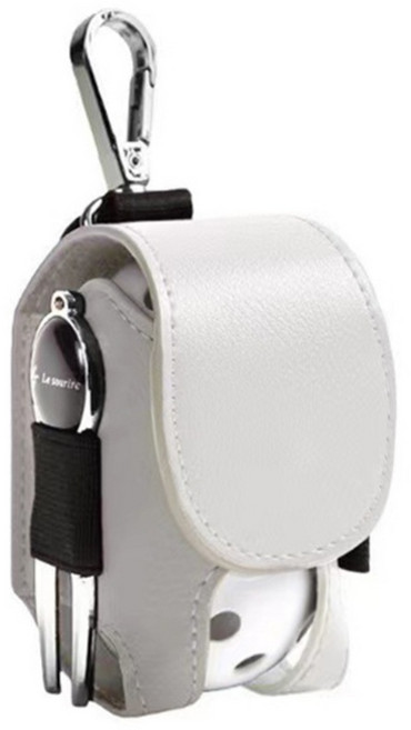 풀커버 레더 골프공 2구 파우치 볼 케이스 가죽 주머니 가방, 1개, 화이트