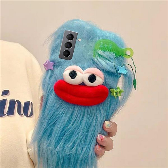 갤럭시 a 56 55 36 35 26 25 17 16 15 특이한 털복숭이 인형 머리묶기 꾸미기 뽀글이 캐릭터 털 퍼 핸드폰 케이스