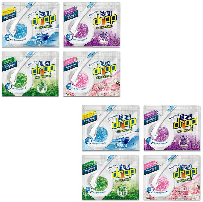 이지드롭 변기크리너 / 리필8팩(향4종) 96개, 80g, 8세트