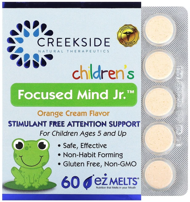 Creekside Natural Therapeutics 어린이용 Focused Mind Jr. 오렌지 크림 EZ-Melt 60정, CreeksideNaturalTherapeutics어린, 1개 - 쿠팡