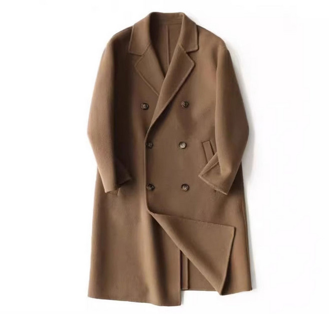 FANSYLI 가을 겨울 비즈니스 캐주얼 모직 코트 남성 더블 롱 모직 코트 코트 프리미엄 도톰 직장인 캐시미어 코트 W2510O21