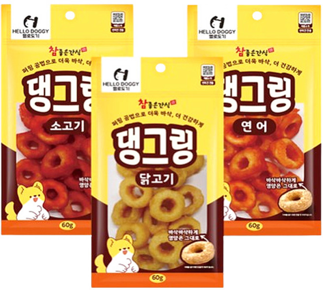 참좋은간식 댕그링(소) 60g 강아지간식 애견간식, 1개, 180g, 3종 혼합SET(닭/소/북어)