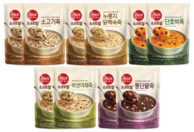 비비고 즉석죽 세트 5종 10개, 420g, 1세트