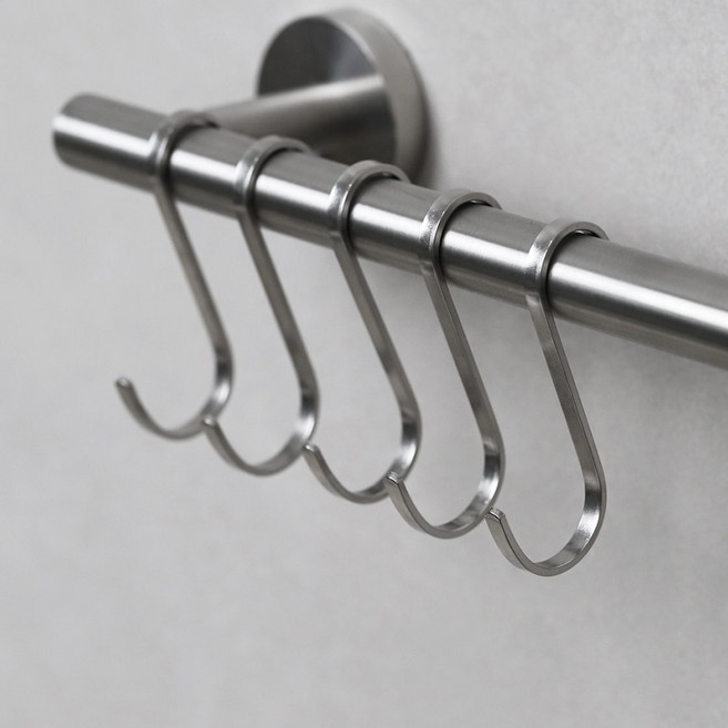 304 스텐 S자 고리 다용도 후크 플랫형, 1개, 실버