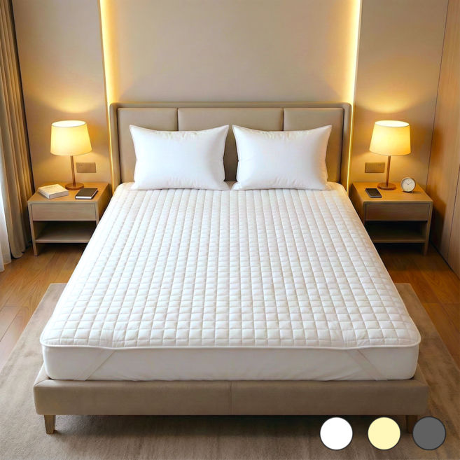 엣지홈 호텔 알러지케어 침대패드 고정밴드 누빔 이불 매트리스 패드 슈퍼 싱글 퀸 킹, 화이트