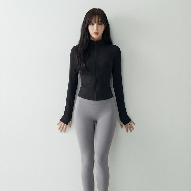 여성 몸매보정 슬림핏 집업 운동자켓 경량 러닝 피트니스 트레이닝 상의 ELVYN