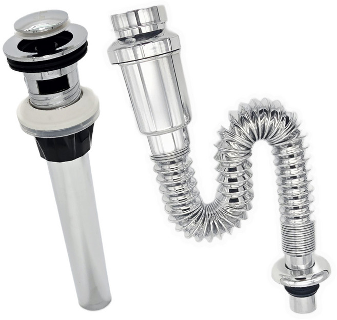 지엔리빙바스 세면대 배수구 부속품 ABS 자동폽업 원터치 바닥트랩, 1세트