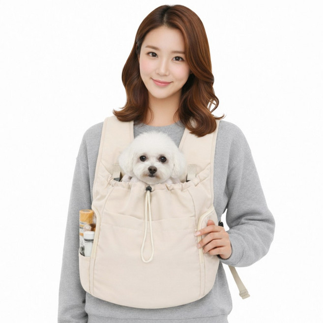 헤븐리 강아지 반려동물 이동 앞가방, 아이보리(전용바닥판 포함), 1개