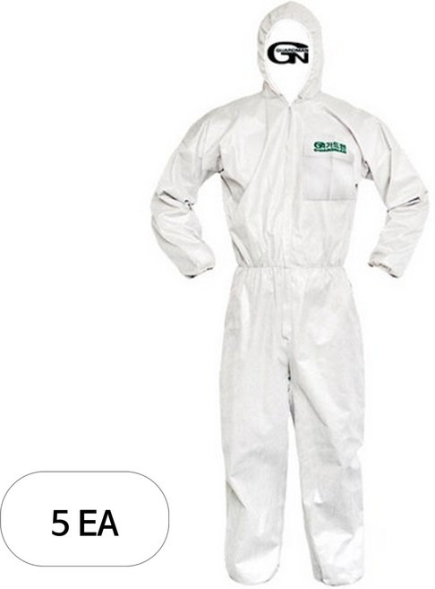 가드맨 SMS 원피스 방진복 보호복, 흰색, 5개