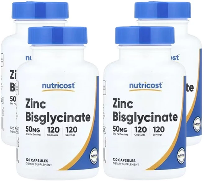 뉴트리코스트 아연 비스글리시네이트 50mg 120캡슐, 4개, 120정 - 쿠팡