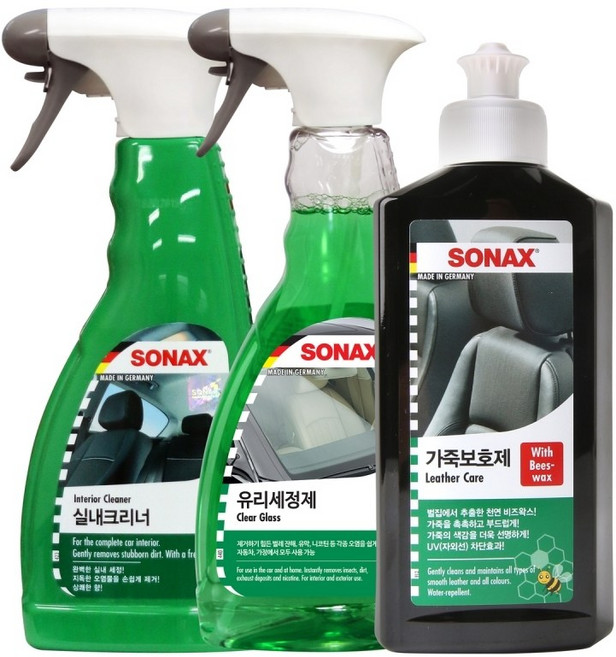 소낙스 실내 세차 3종 세트 - 유리세정제 가죽보호제 실내크리너, 1개