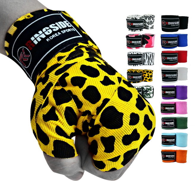링사이드코리아 마이스터 복싱핸드랩 반신축 멕시코 스타일 권투 스트랩 주니어 이너 붕대 1쌍, 레오파드, 3.5m