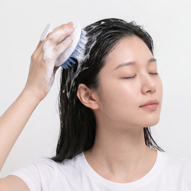 (일본산) 샴푸 두피 헤어 브러쉬 - 두피마사지 두피관리 각질 제거, 1개
