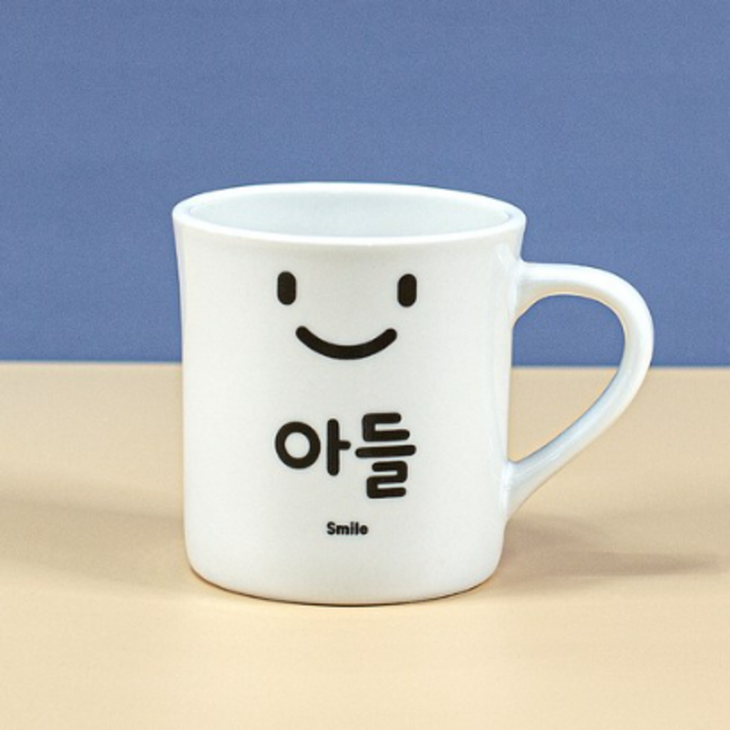 해피정코리아 스마일 패밀리 머그컵 370ml, 화이트 아빠, 1개