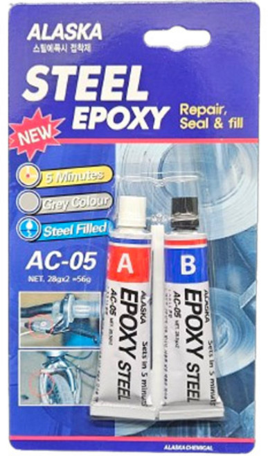 알라스카 다목적 스틸 에폭시본드 파이프 주물 금속 철 접착제 ALASKA AC-05, ALASKA  스틸 에폭시, 1개
