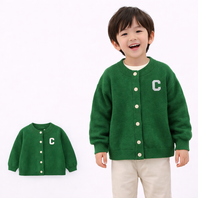 유아 알파벳 니트가디건 아동 간절기 가디건