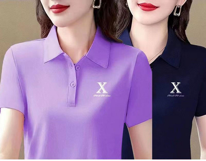 1+1 중년 여성 여름 반팔 폴로 티셔츠 캐주얼 상의 슬림핏 심플 엄마 터틀넥 반팔티 스포츠 폴로 카라 티셔츠 빅사이즈 ZZL