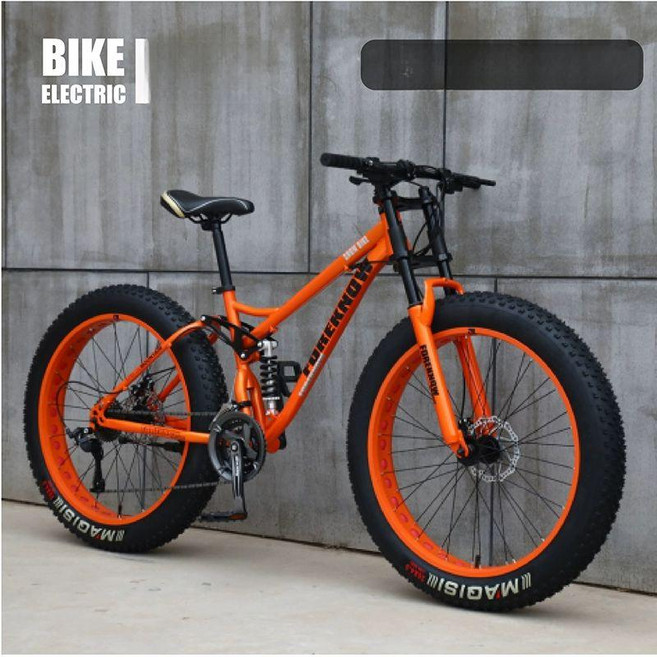 자전거 팻바이크 광폭 라이딩 산악 엠티비 변속 입문용, 7단, 26inch, 오렌지 스포크휠