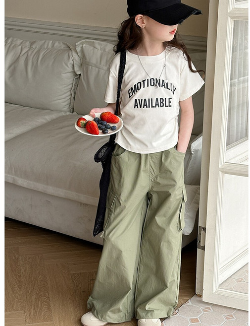 주니어 초등생 여아 반팔티 카고바지 상하복세트 SW-5608