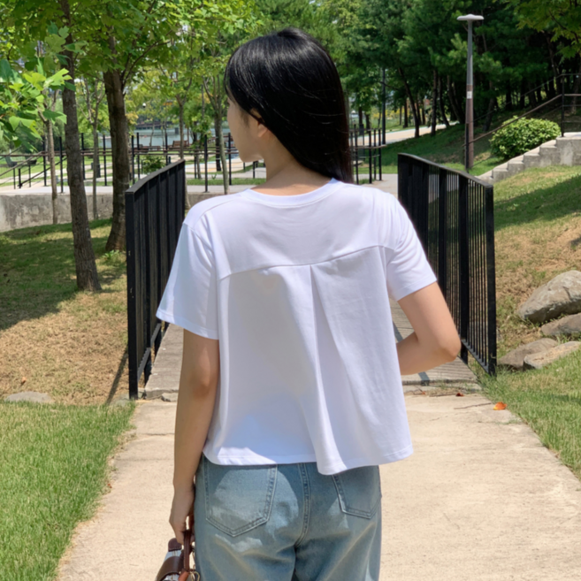 풀루스 여성용 세미크롭 반팔티