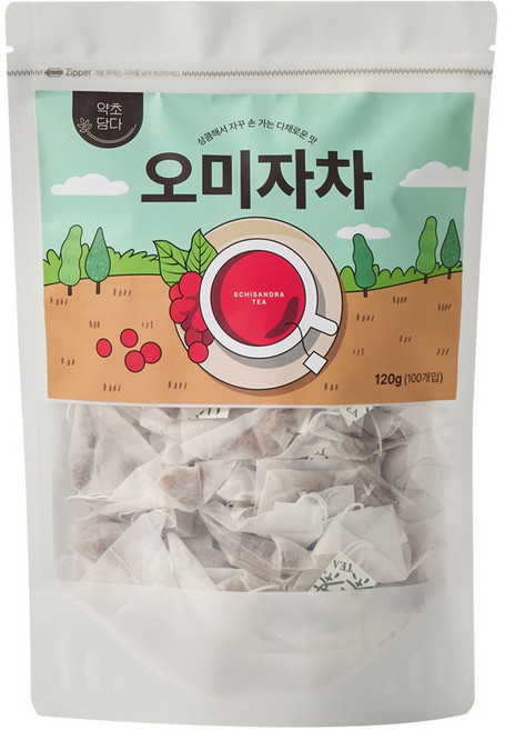 약초담다 오미자 차 삼각티백, 1.2g, 1개, 100개입