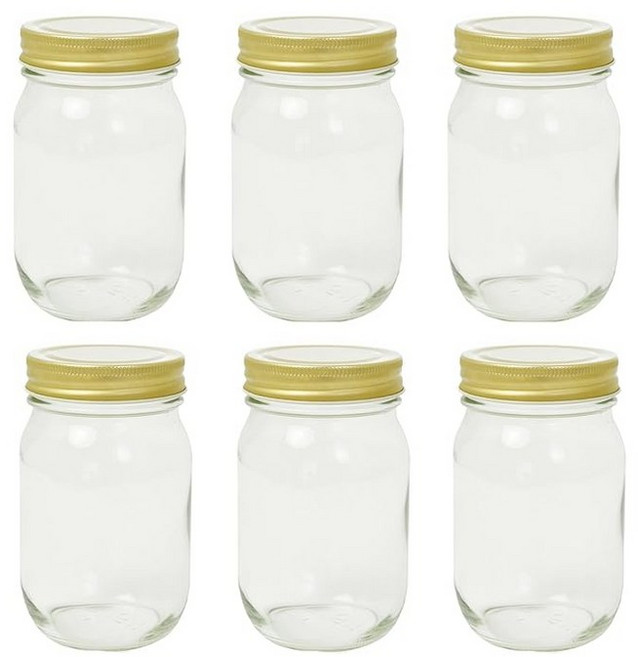 아델리아 ADERIA 더블 캡 용기 475ml 6개 세트 일본제 용기 유리 캐니스터 밀폐 용기 조미료 입 병 밀폐 커피 콩 이중 뚜껑 냄새 냄새 새는 어려움 2중뚜껑 단단히 밀봉, 1개, 1ml