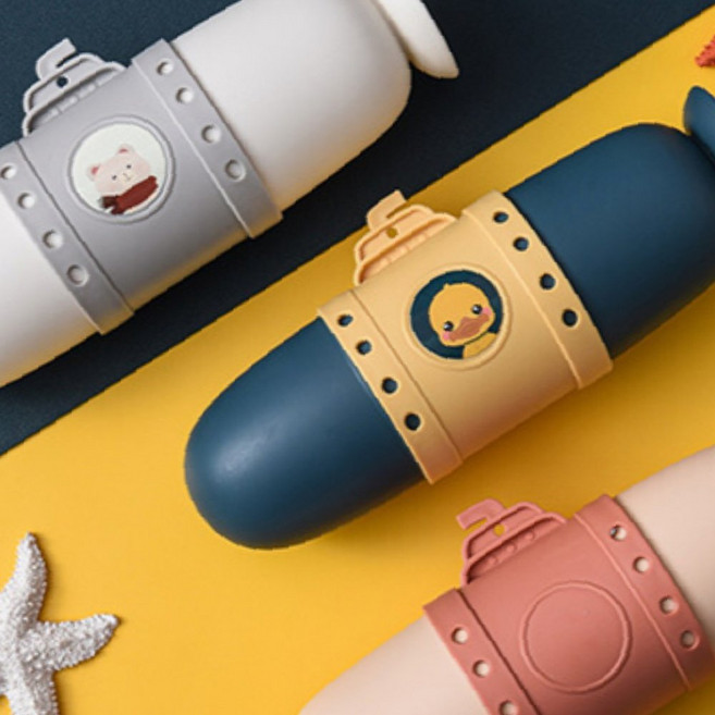 휴대용 칫솔 치약 슬림 보관 홀더 양치컵 귀여운 잠수함 칫솔함 집 여행 캠핑 칫솔통 파우치 가방, D 핑크, 1개