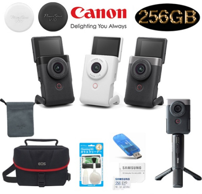 (Canon) 캐논 PowerShot V10 브이로그 패키지 (ULanzi BG-4배터리그립+256GB+정품파우치+정품가방+크리닝킷+리더기) 울란지 패키지, 실버