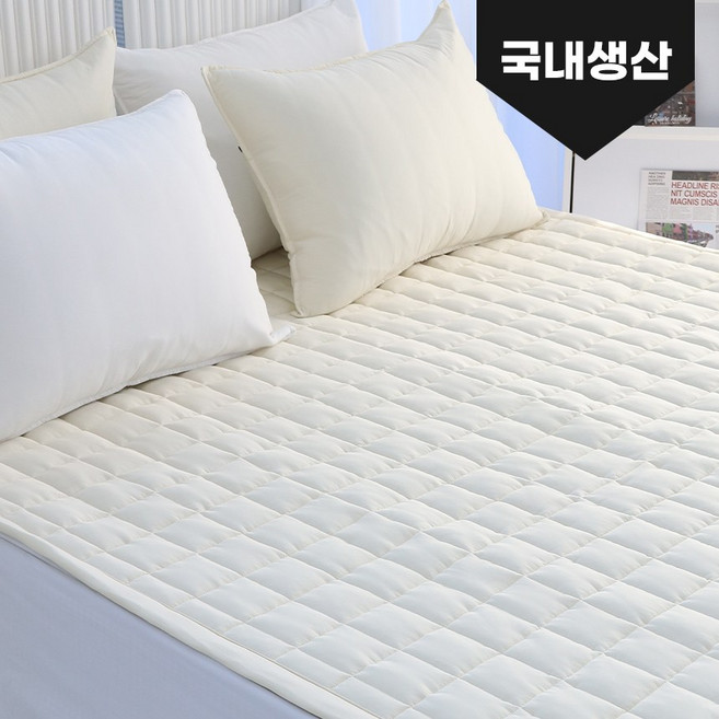 국내생산 알러지케어 구름촉감 고정밴드형 침대패드 S/SS/D/Q/SLK/SK, 크림