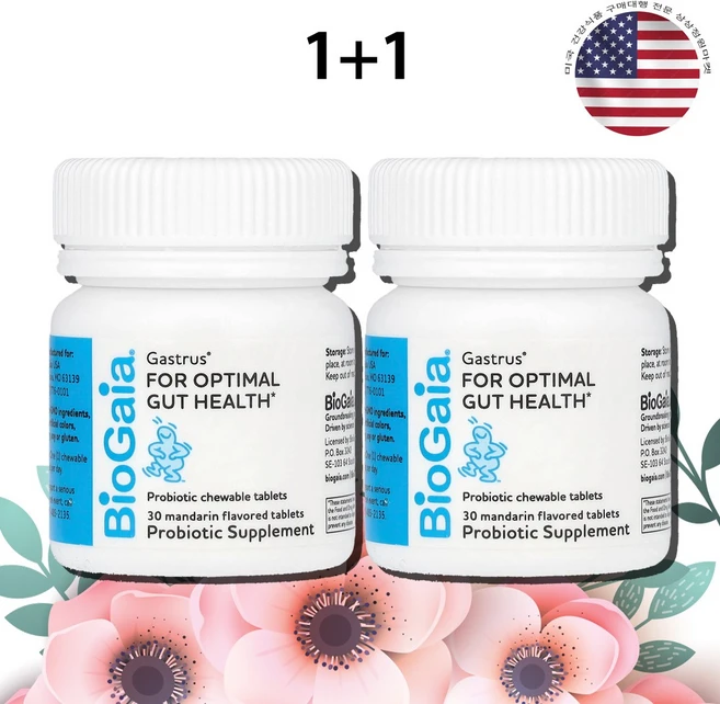바이오가이아 가스트러스 포 옵티멀 거트 헬스 프로바이오틱 200만 CFU 30정 x 2병 - 쿠팡