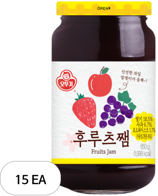오뚜기 후르츠쨈, 850g, 15개