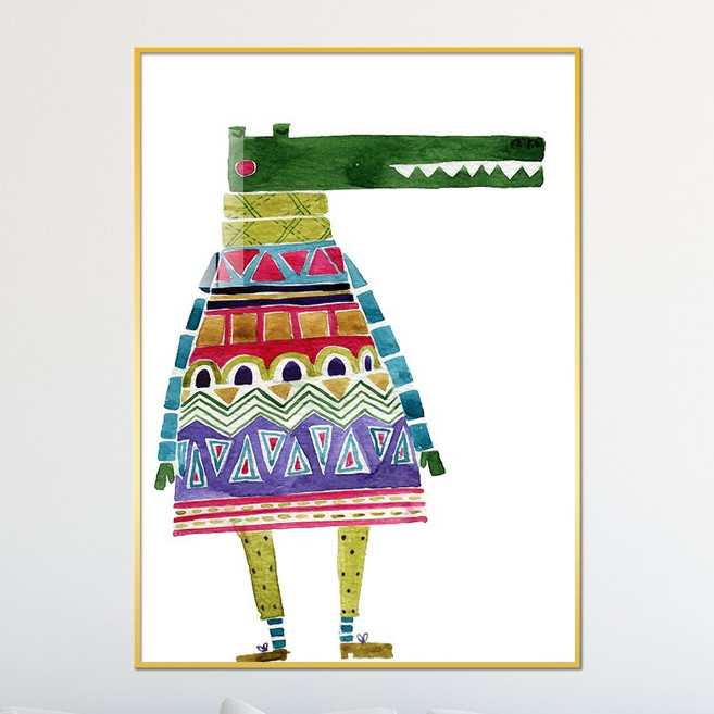 아트블루 아이방 꾸미기 인테리어 액자 동물 수채화 그림 액자 아기 방 어린이 그림, [10]동물수채화-알록달록 니트악어